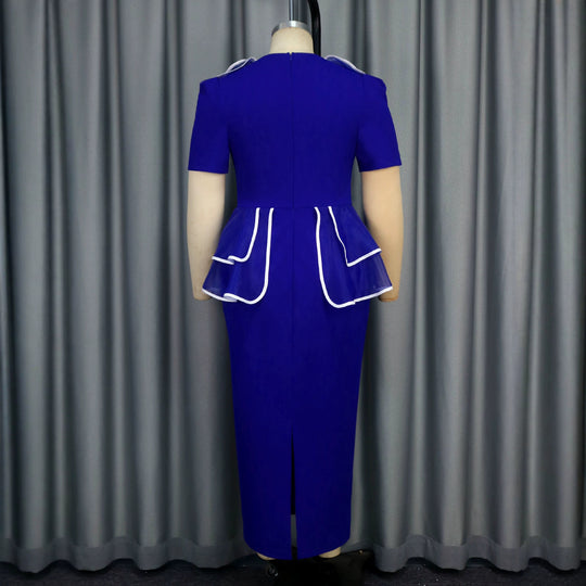 Damen figurbetontes Kleid mit fließendem Rüschendesign R&B