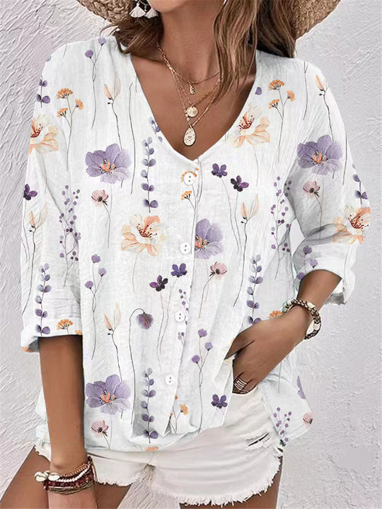 Damen Bluse mit floralem Druck und lässigem Schnitt R&B
