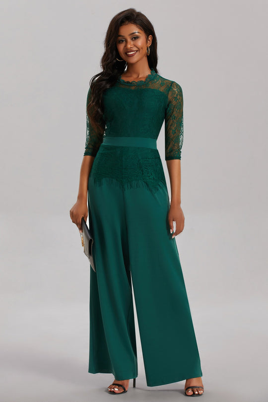 Eleganter Damen Jumpsuit mit Spitzenärmeln und Weitem Bein | R&B