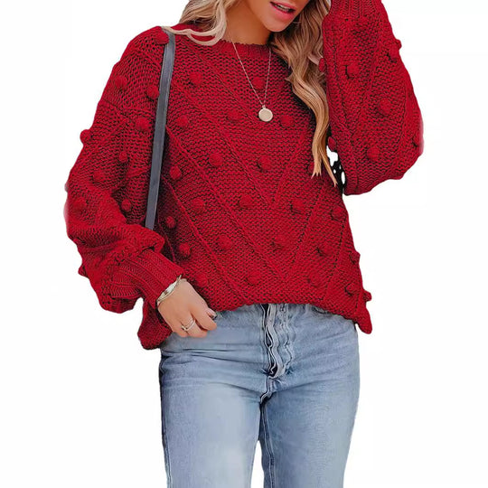 Damen stylischer Strickpullover mit strukturiertem 3D-Muster R&B