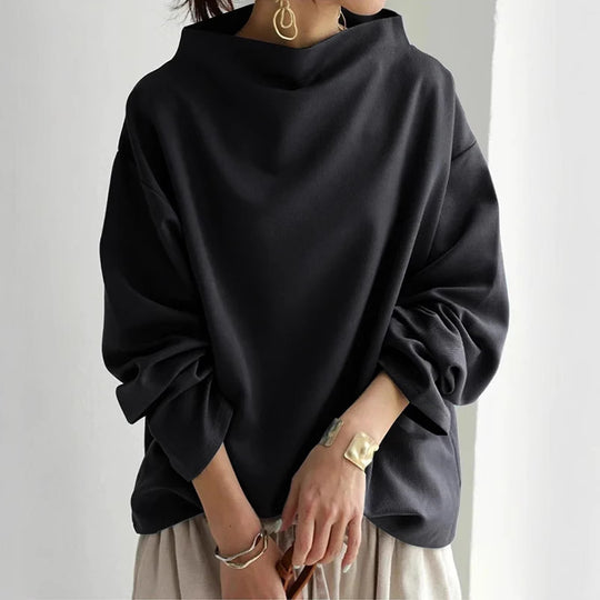 Damen oversized Pullover mit speziellem Kragen und lässigem Schnitt R&B