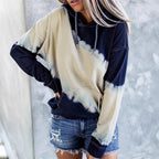 Damen lockerer Hoodie mit tieferem Kragen und einzigartigem Batikdesign R&B