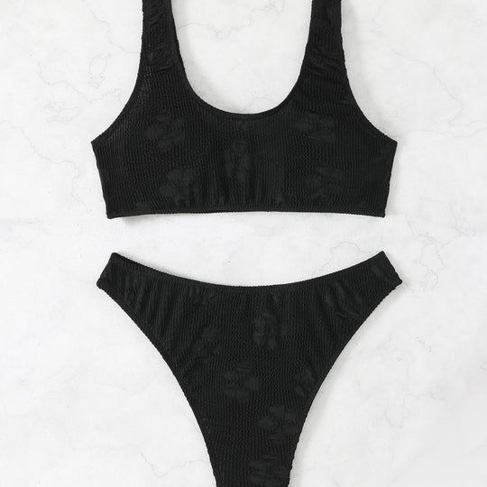 Damen Bikini-Set mit strukturierter Oberfläche und tiefem Halsausschnitt R&B