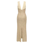 Damen Glamouröses Abendkleid mit funkelndem Paillettenoberteil und elegantem Rückenausschnitt R&B