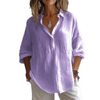 Damen Lockeres Knopf-Bluse Hemd R&B