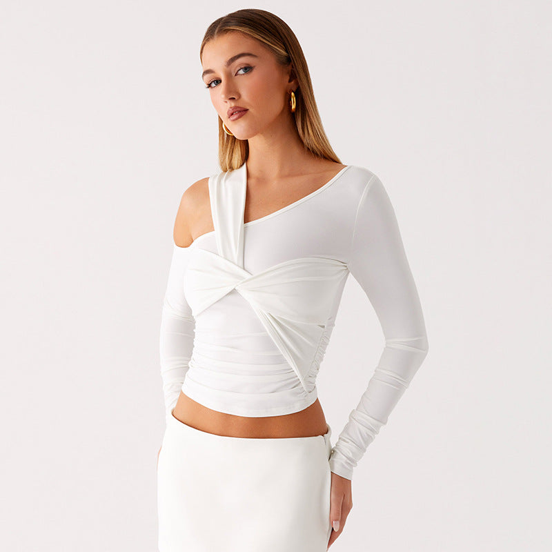 Damen Raffiniertes Longsleeve Shirt mit asymmetrischem Design R&B