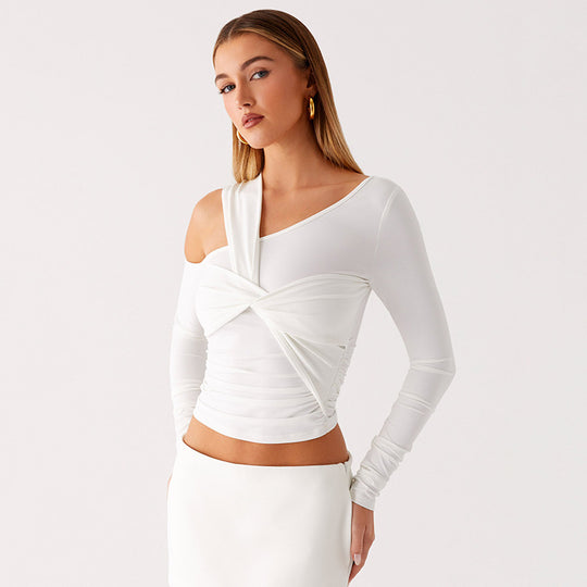 Damen Raffiniertes Longsleeve Shirt mit asymmetrischem Design R&B