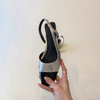 Damen Slingback-Pumps mit glänzender Kappe und modischem Riemchen