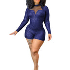 Damen Funkelndes Einteiler-Overall mit transparenten Einsätzen R&B