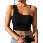 Damen cropped Oberteil mit modischen Kettendetails R&B