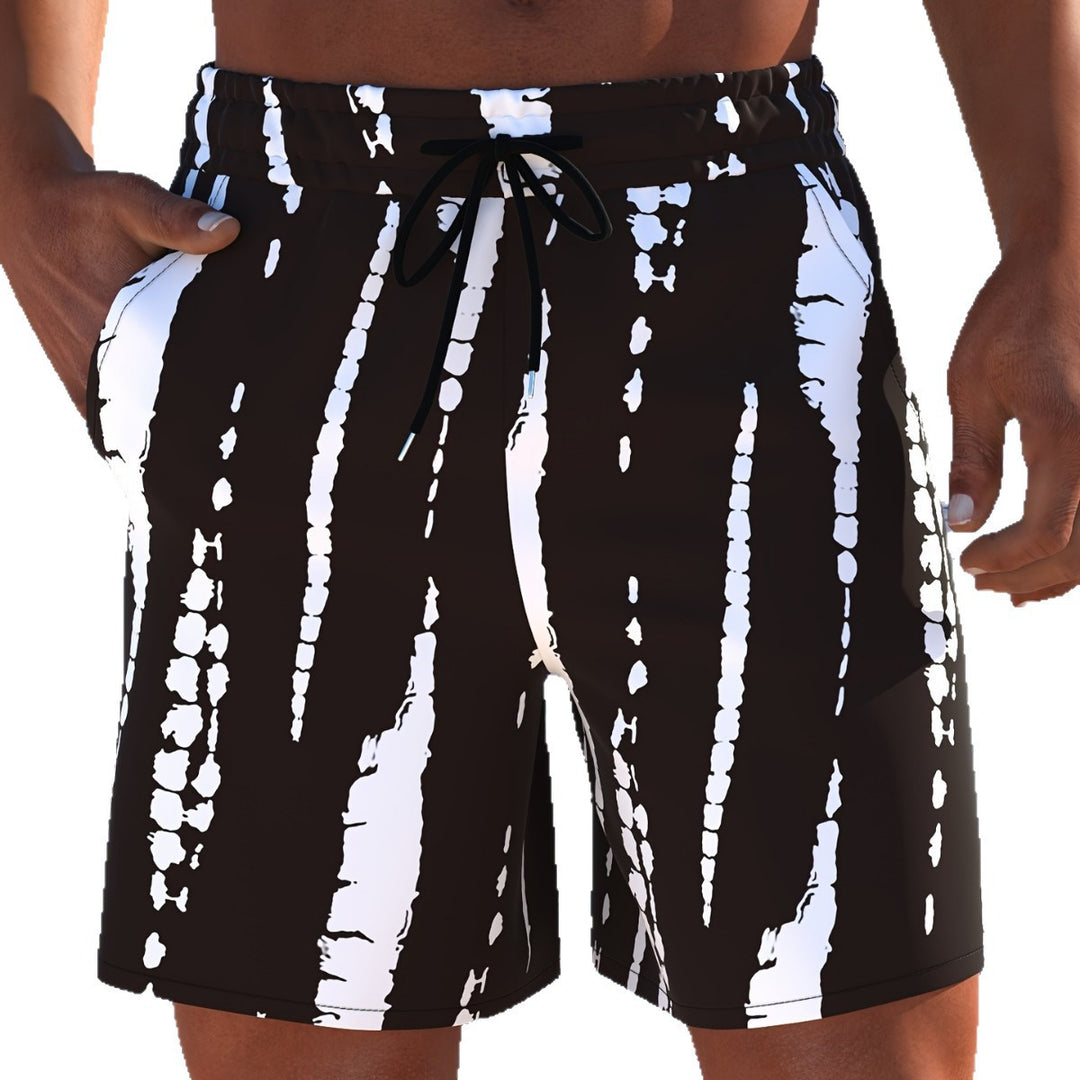 Herren Badeshorts mit modernem Streifen-Design und elastischem Bund R&B