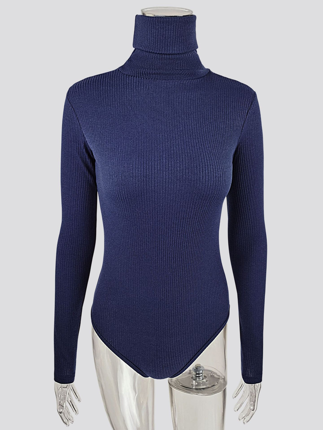 Damen Figurbetontes Langarmbody mit hohem Kragen R&B