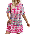 Damen luftiges Sommerkleid mit kurvenfreundlichem Schnitt und verspieltem Muster R&B