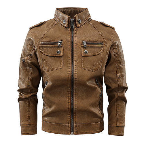 Herren stylische Bikerjacke mit praktischen Taschen und hochgeschlossenem Kragen R&B