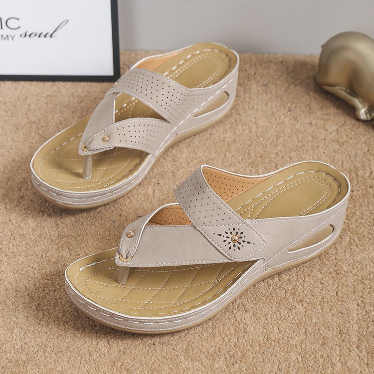 Damen Zehentrenner-Sandalen mit anatomischer Fußbettung und elastischem Riemendesign R&B