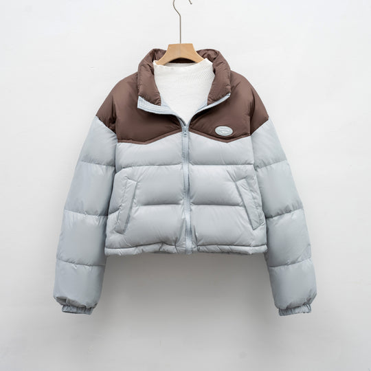 Damen modische kurz geschnittene Steppjacke mit hohem Kragen und praktischem Reißverschluss R&B