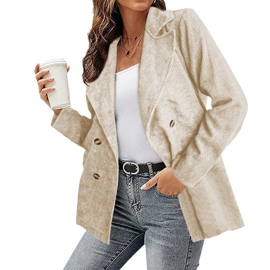 Damen Cordjacke im modernem Schnitt mit schickem Revers und zwei praktischen Taschen R&B