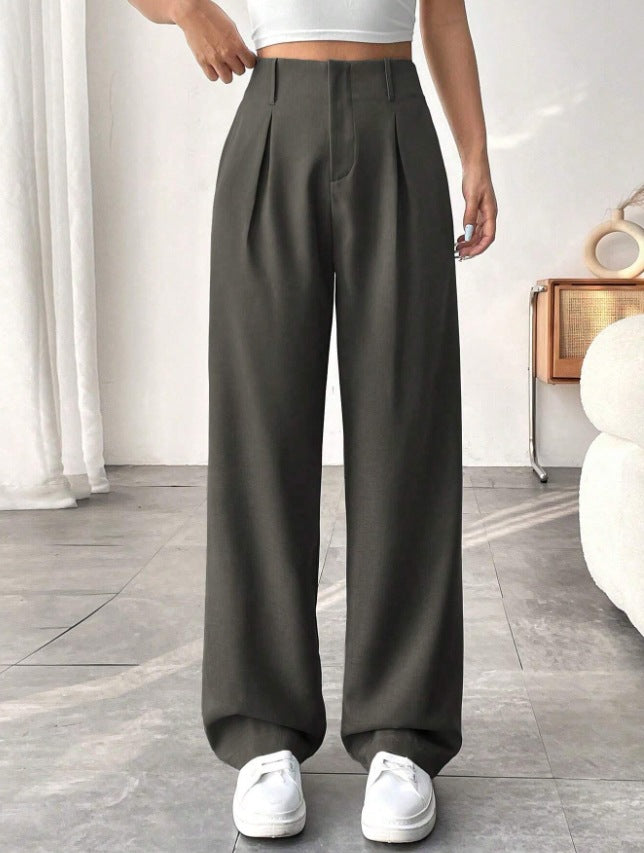 Damen Elegante Bundfaltenhose mit weitem Schnitt R&B
