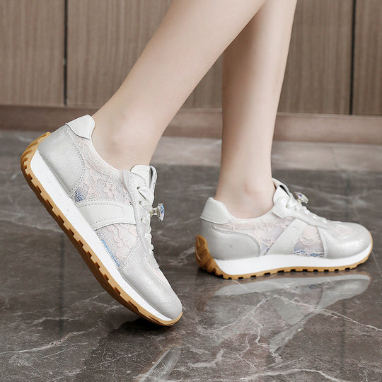 Damen sportliche Sneakers mit funkelndem Kristall und atmungsaktiver Oberfläche R&B