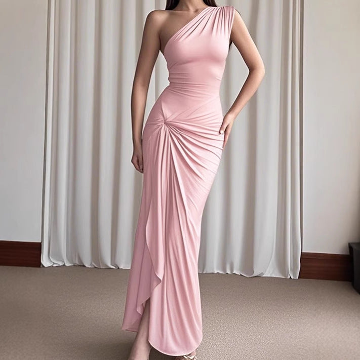 Damen Elegantes asymmetrisches Maxikleid mit raffinierter Drapierung R&B