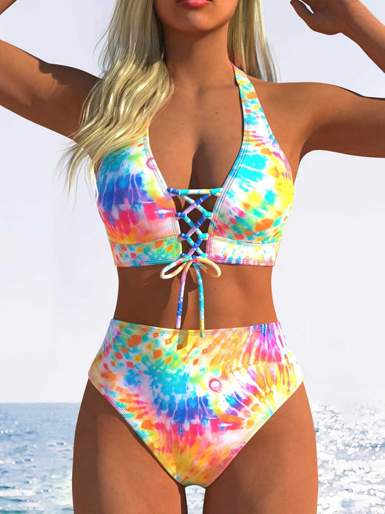Damen Bikini-Set mit hoch tailliertem Schnitt und verspieltem Schnürdetail R&B