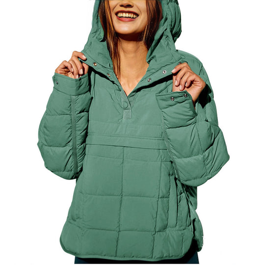 Damen lässige Steppjacke mit Kapuze und Eingrifftaschen R&B