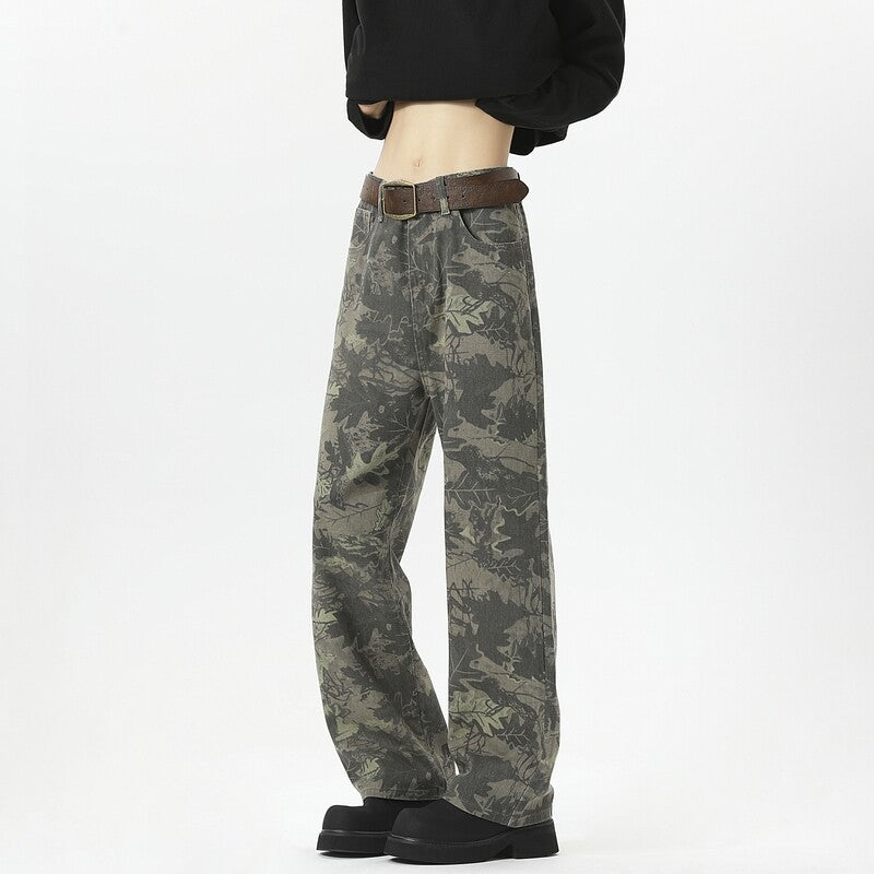 Damen Weitgeschnittene Cargohose mit geschmackvollem Camouflage-Muster