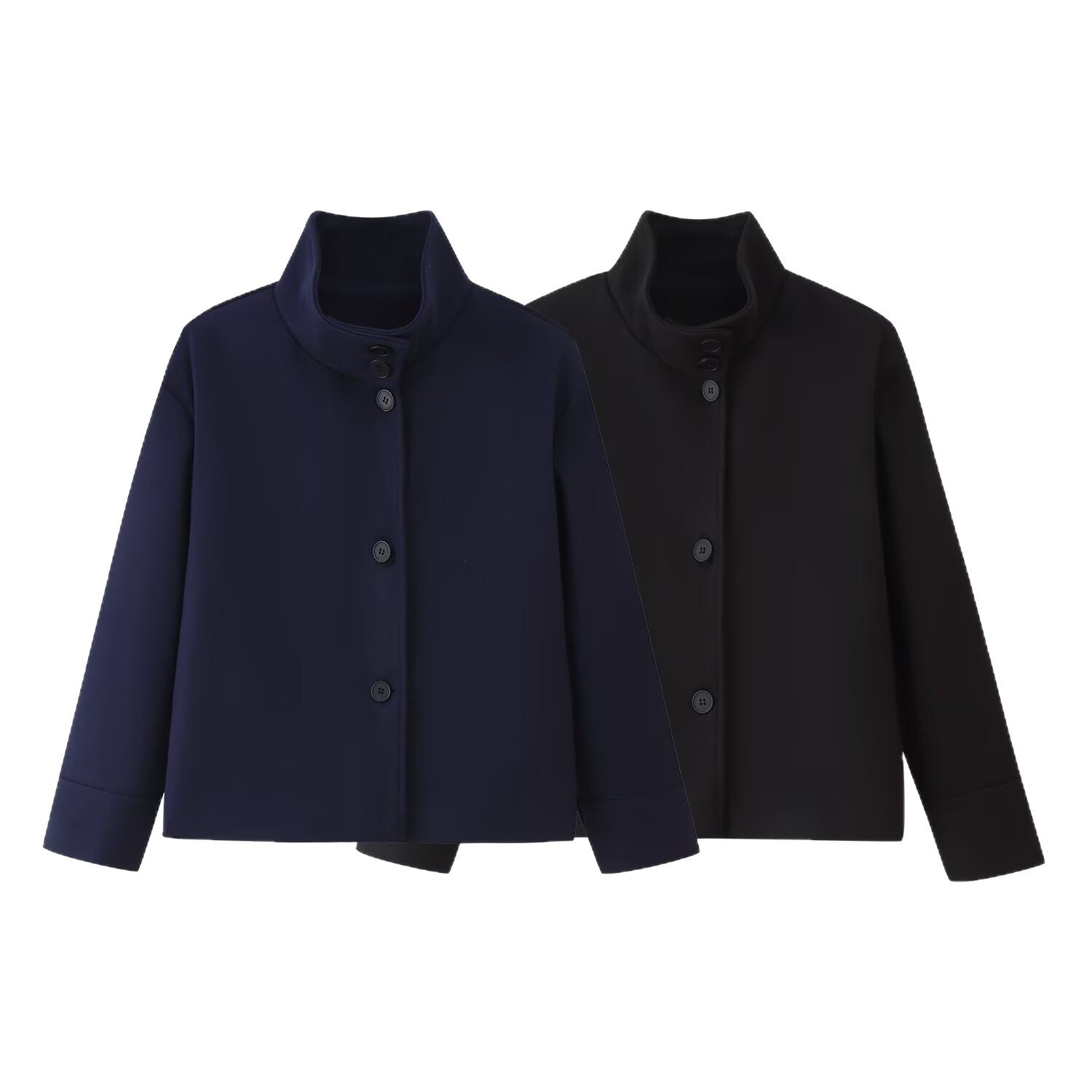 Damen Klassische Kurzjacke mit hohem Kragen und eleganten Knöpfen R&B