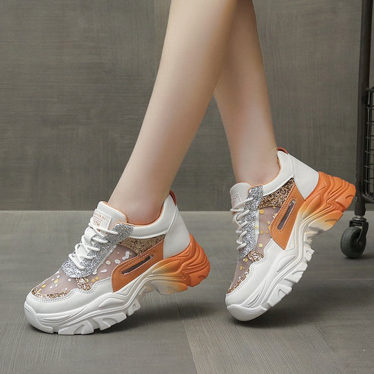 Damen Chunky Sneakers mit Glitzerdetails und ergonomischer Sohle R&B
