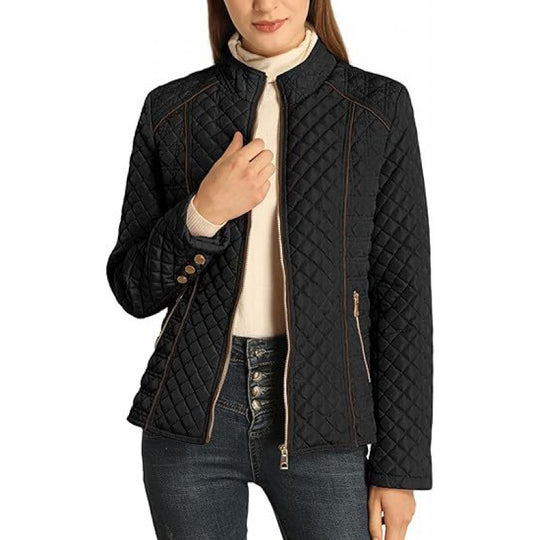 Damen gesteppte Freizeitjacke mit hohem Kragen R&B