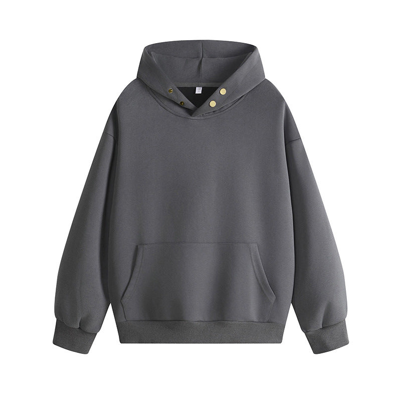 Damen Kapuzenpullover mit innovativem Schnitt und praktischen Druckknöpfen R&B