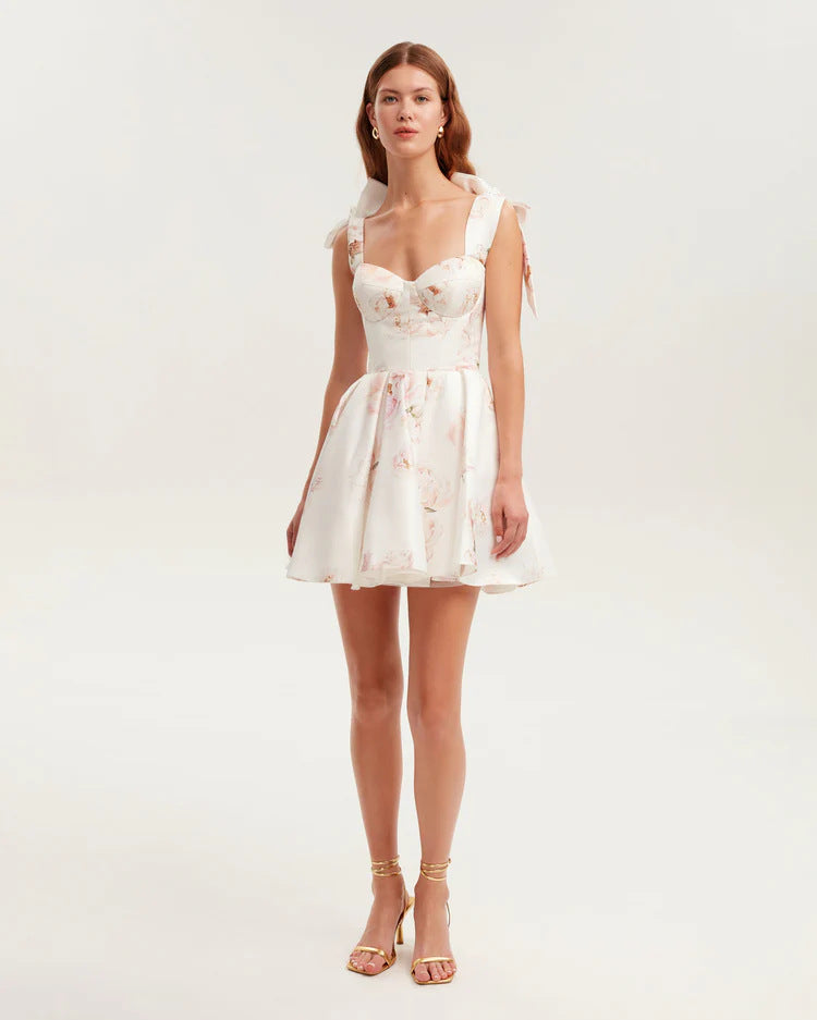 Damen Verspieltes Minikleid mit floralem Design und raffinierten Trägern R&B