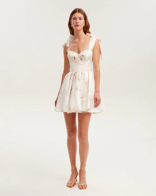 Damen Verspieltes Minikleid mit floralem Design und raffinierten Trägern R&B