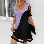 Damen modisches Freizeitkleid mit Cut-Out Ärmeln und asymmetrischem Design R&B