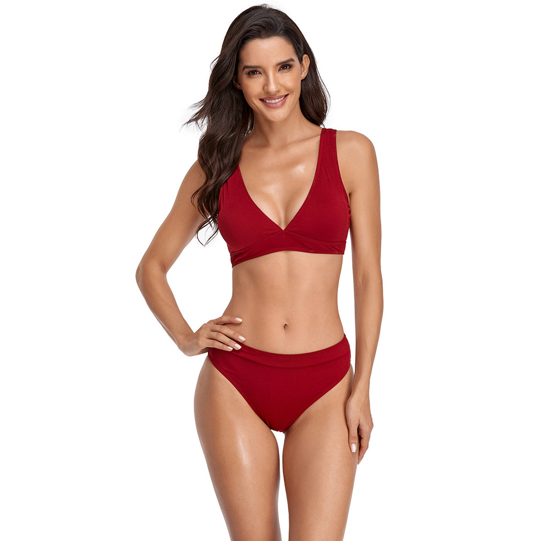 Damen Triangel-Bikini-Set mit modischem Schnitt und hohem Bund R&B