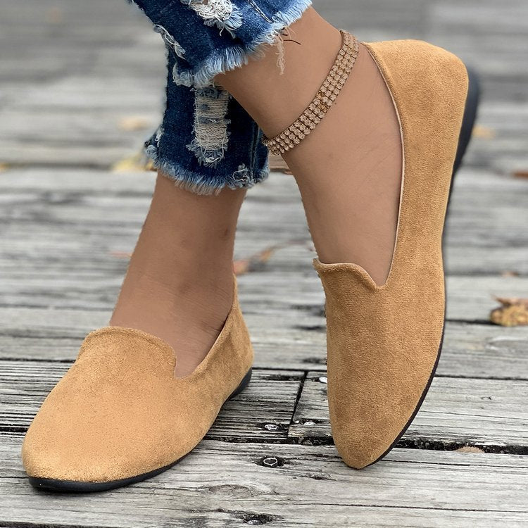 Damen flache Ballerinas aus hochwertigem Wildleder mit elastischem Einstieg und rutschfester Sohle R&B