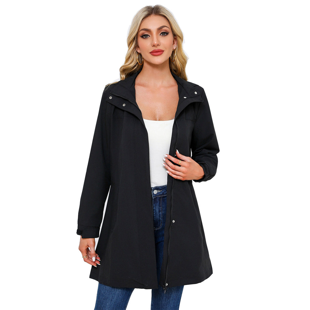 Damen funktionale Übergangsjacke mit verstellbarem Kapuzenkragen und praktischen Taschen R&B