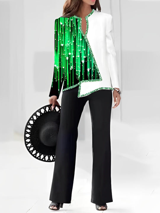 Damen Elegante Statement-Jacke mit asymmetrischem Schnitt und funkelnden Details R&B