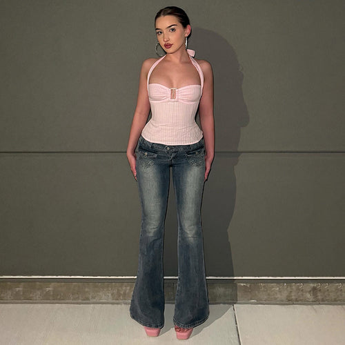 Damen Flared Jeans im klassischen Schnitt mit dekorativen Taschen R&B