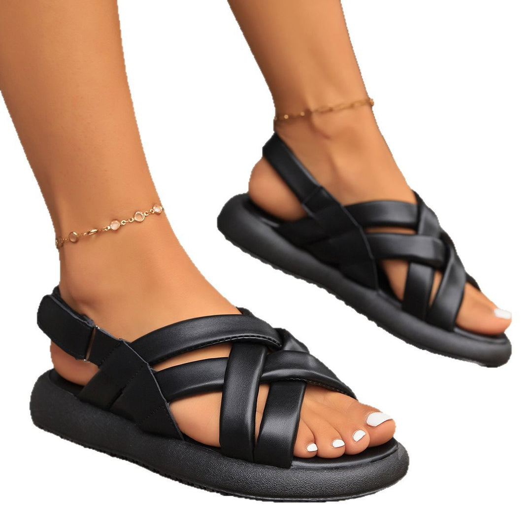 Damen Komfortable Riemensandalen mit elastischen Kreuzriemen R&B