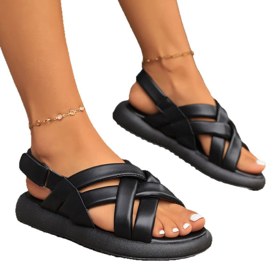 Damen Komfortable Riemensandalen mit elastischen Kreuzriemen R&B