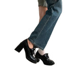 Damen elegante Schnürpumps mit hochwertiger Lederoberfläche und trendigem Blockabsatz R&B