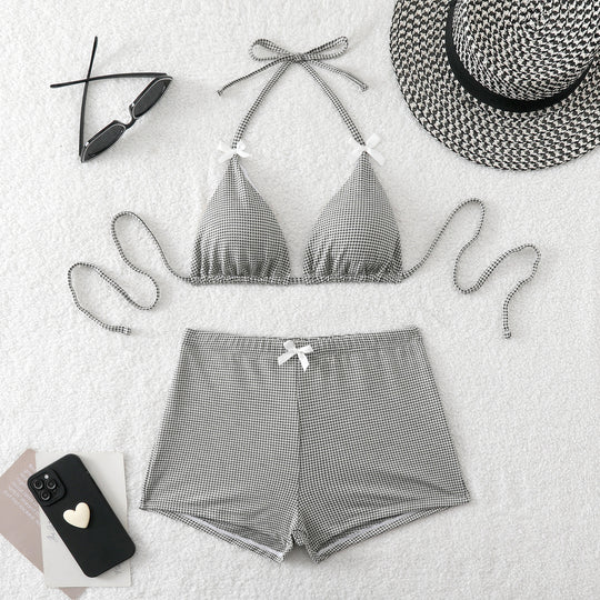 Damen Bikini-Set mit verstellbaren Trägern und floralem Hosenrock R&B