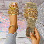 Damen Glitzernde Slides mit Perlenbesatz und luxuriösem Design R&B