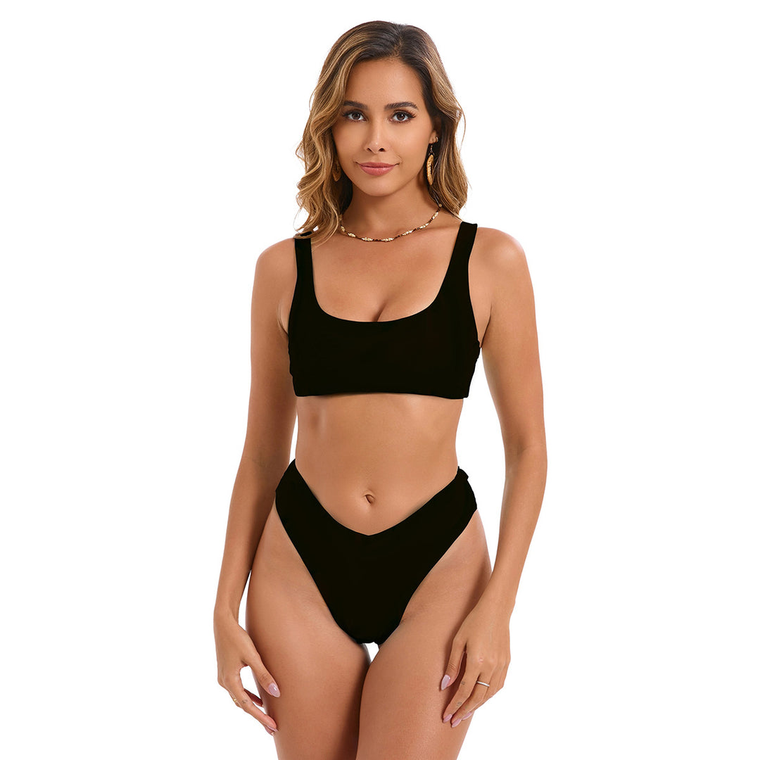 Damen Bikini-Set mit hoch geschnittenem Unterteil und sportlichem Oberteil R&B