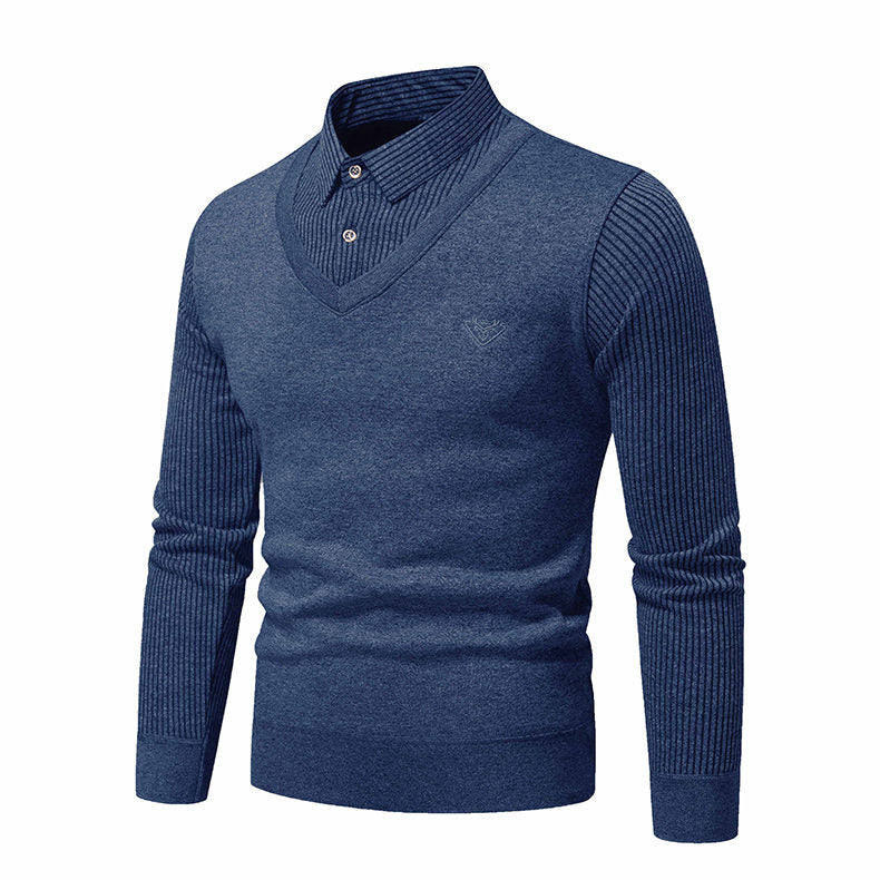 Herren Strickpullover mit V-Ausschnitt und modernem Rippenmuster