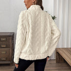 Damen modischer Fleece-Pullover mit halbem Reißverschluss und Taschen R&B