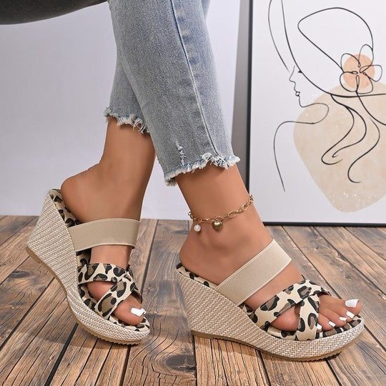 Damen Elegante Keil-Sandalen mit breiten Riemen R&B