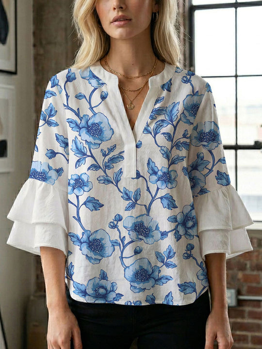 Damen Bluse mit wunderschönen floralem Design R&B