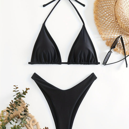 Damen Triangel-Bikini-Set mit gerafftem Design R&B